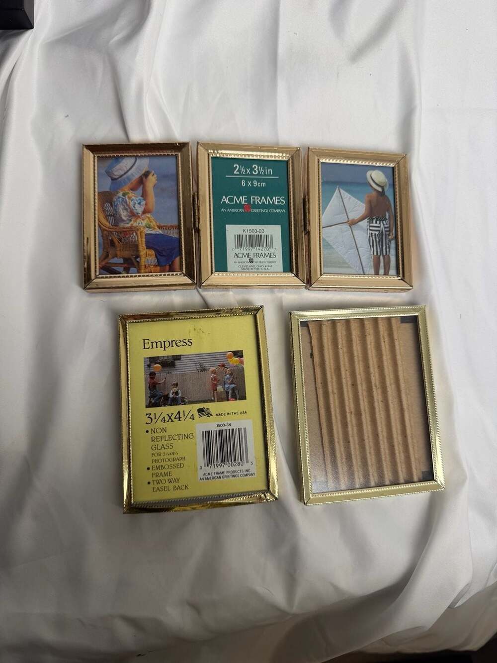 Mini Lot of 5 Vintage Gold Metal Picture Frames
